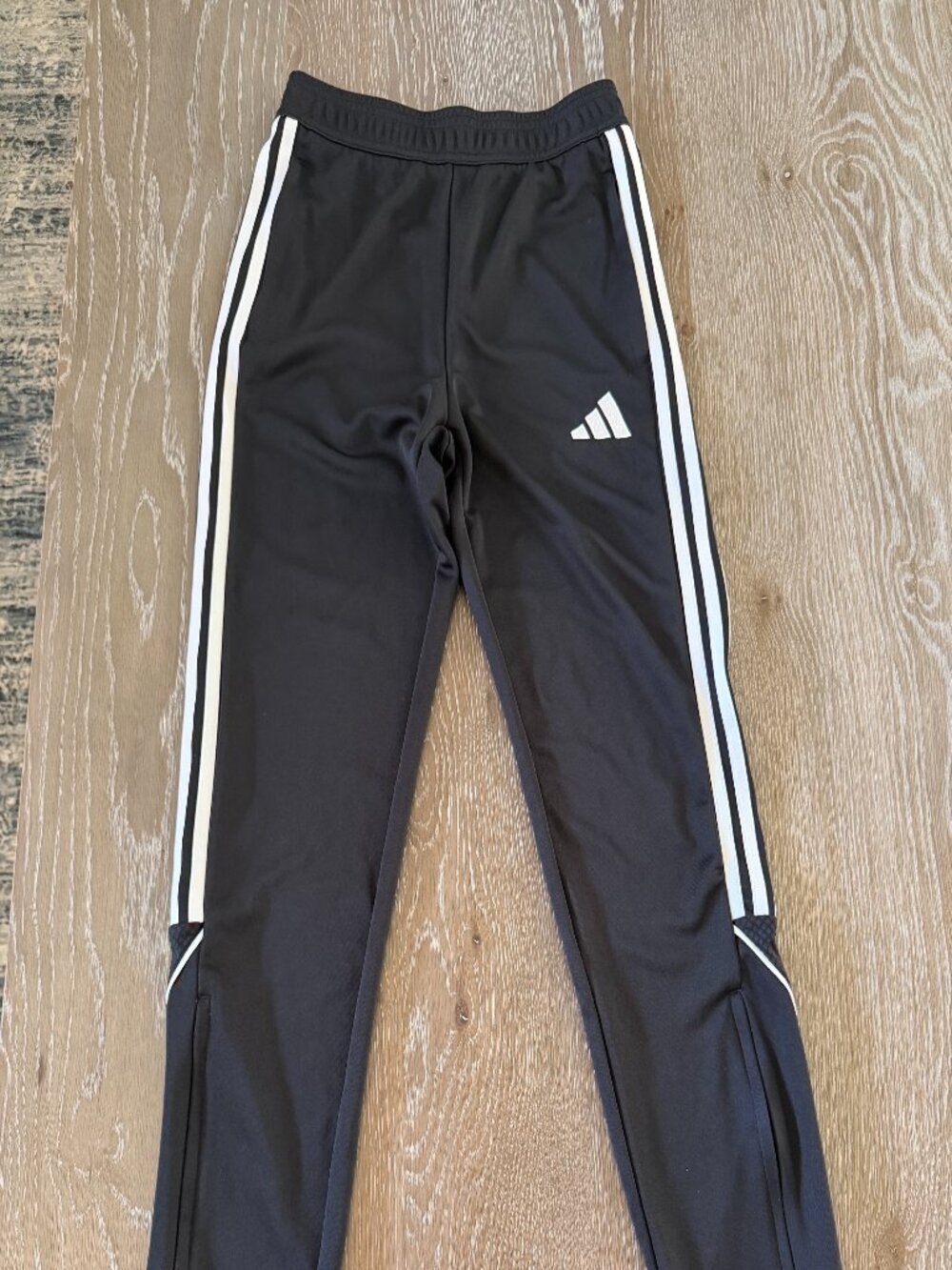Boys Adidas black track training soccer elastic waist pants size 13/14Y